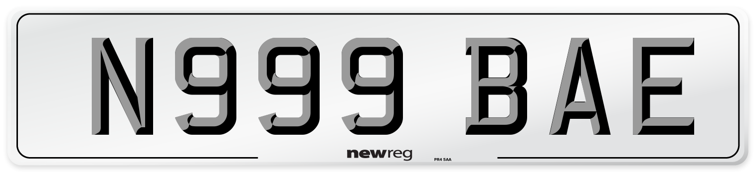 N999 BAE Number Plate from New Reg